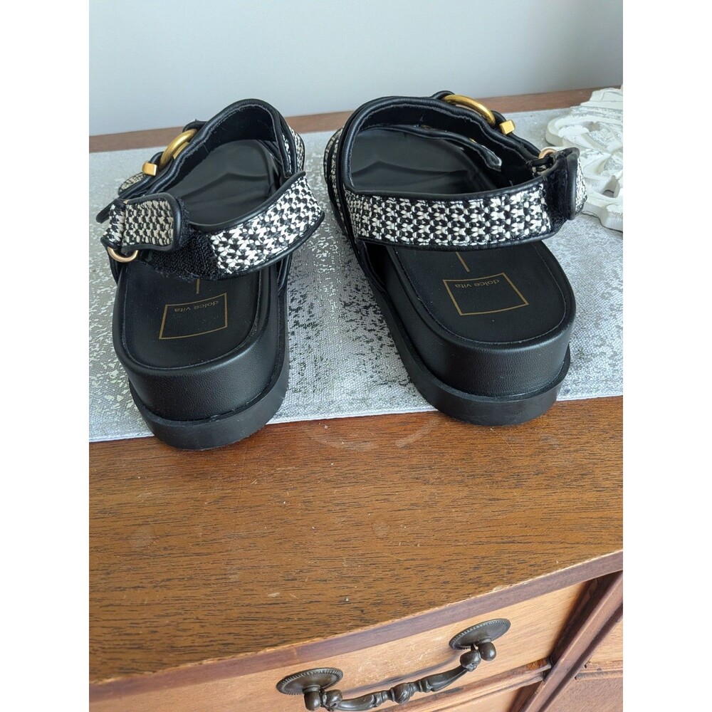 Dolce Vita Shelli Sandals Womens 9.5 Black Bridge Raffia Buckle Casual Shoes NEW - Picture 9 of 10